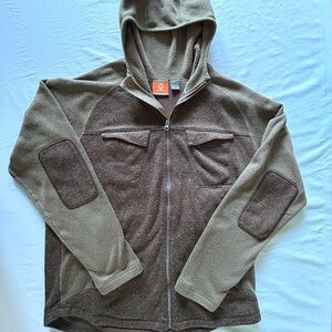Merrell Hoodie Jacket Mens XL Brown Tan Full Zip Outdoor Fleece Performance